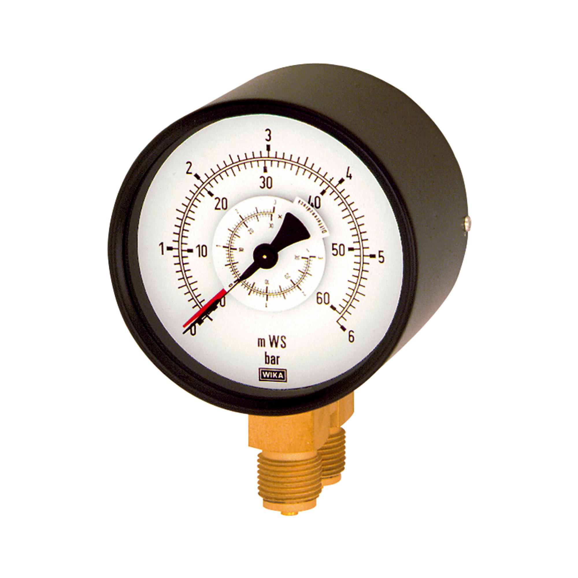 Differenzdruckmanometer, 2x G 1/2 unten, parallel, 0 - 4,0 bar, Ø 100 - erhältlich bei ♡ HUG Technik ✓