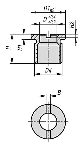 Aufnahmebuchse für Positionierzylinder, D=10, D1=20, M16X1,5, Edelstahl Pantone 327 - K1739.101 - bei HUG Technik ♡