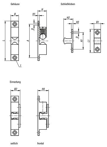 Doppelkugelschnäpper verchromt 49X8,8X10,6 Messing, Komp:Kugel aus Edelstahl, A=39,8 - K0583.50 - erhältlich bei ✭ HUG Technik ✓