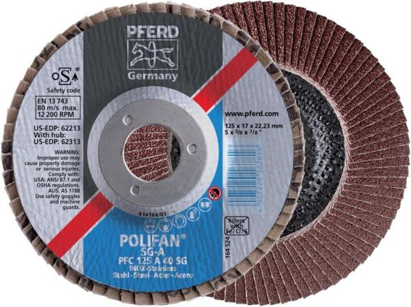 PFERD Fächerschleifscheibe A 40 SG 115 mm K 40 gerade - gibt’s bei ☆ HUG Technik ✓ PFERD Fächerschleifscheibe A 40 SG 115 mm K 40 gerade - gibt’s bei ☆ HUG Technik ✓