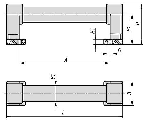 Rohrgriff A=180, L=230, H=80, PVC schwarz, Komp: Polyamid Komp: schwarz, D=8,5 - K1528.180 - gibt’s bei HUG Technik ✓