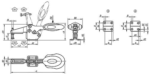 Schnellspanner horizontal Stahl, mit Sicherheitsverriegelung, Komp: Polyamid, Komp: blau, M=M06x35 - K0660.006101 - bei HUG Technik ✭