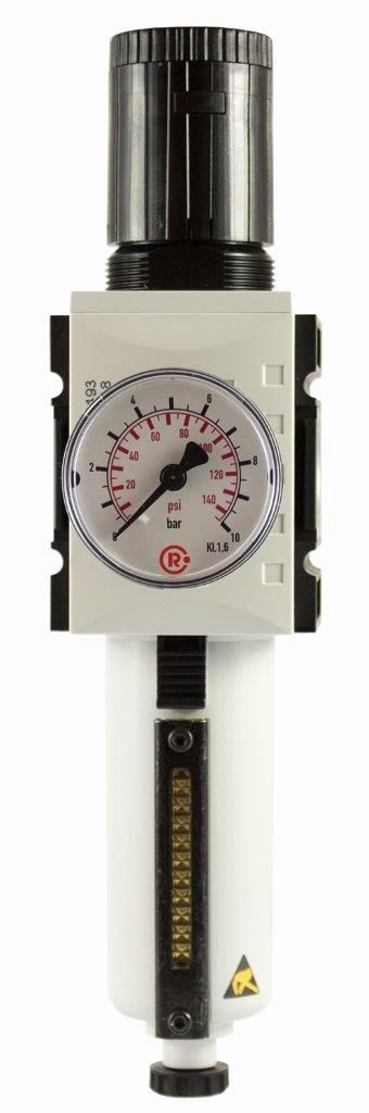 Filterregler »FUTURA«, Metallbehälter, Sichtrohr, Manometer, BG 1, G 1/4, 0,1-1 bar, HA - bei HUG Technik ✭