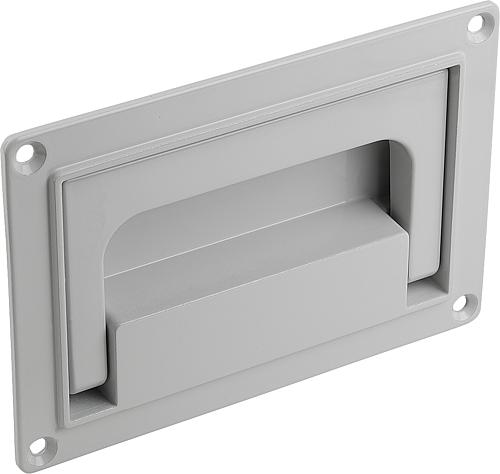Schalengriff klappbar A=130, Form: A Aluminium, grau RAL7035, Komp: pulverbeschichtet - K0240.07911812 - bei HUG Technik ✭