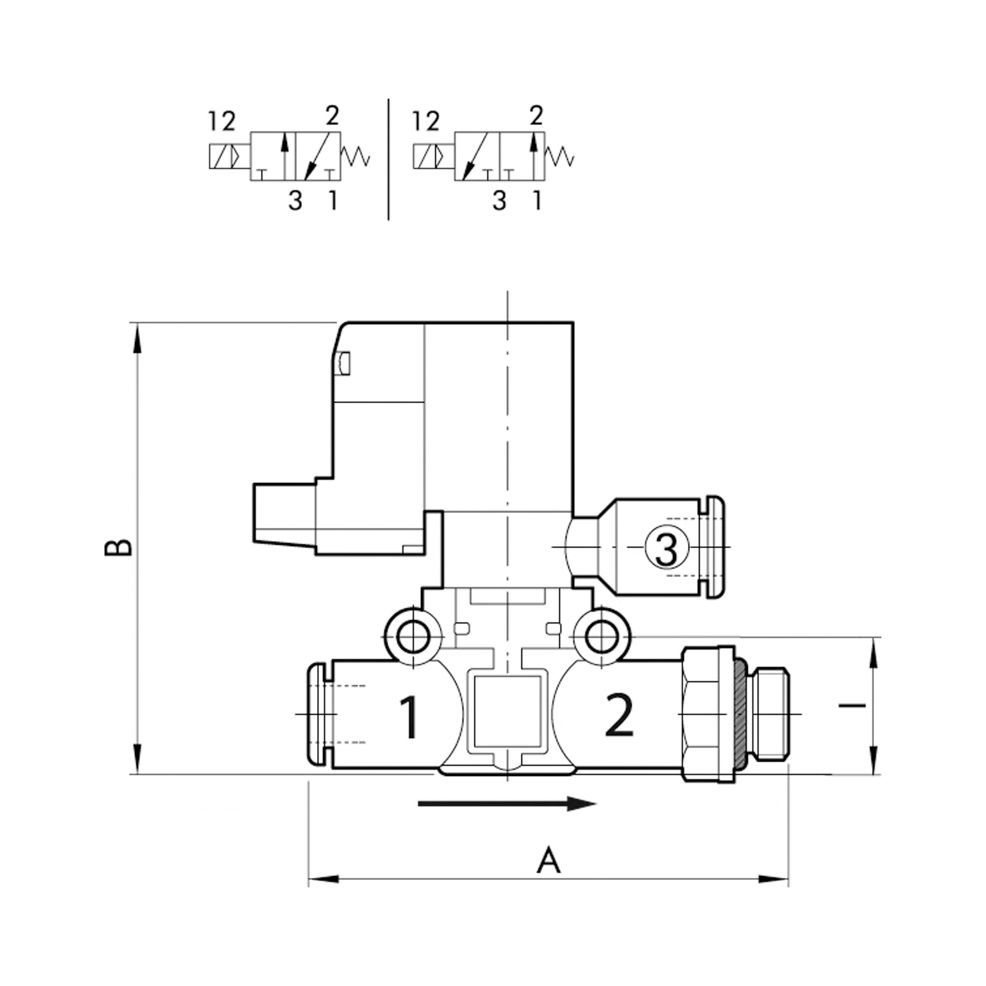 3/2-Wege-Magnetventil, geführte Entl. Schl.-Gew. G1/4 Schl.6 NO - bei HUG Technik ☆