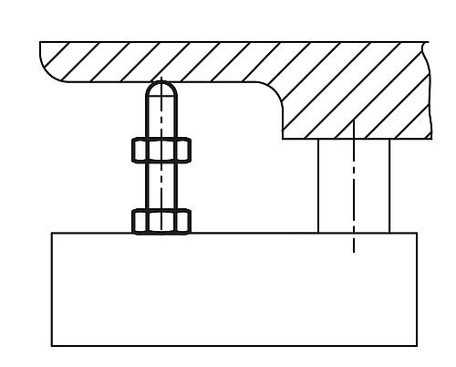 Anwendungsbild Stützschraube mit Kontermutter M06 B=37 Vergütungsstahl, E=25, SW=13 - K0297.06006 - bei HUG Technik ☆