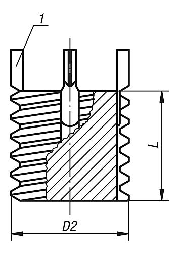 Gewindeeinsatz Vollkörper Stahl, M08 - K0400.08 - direkt bei HUG Technik ✓