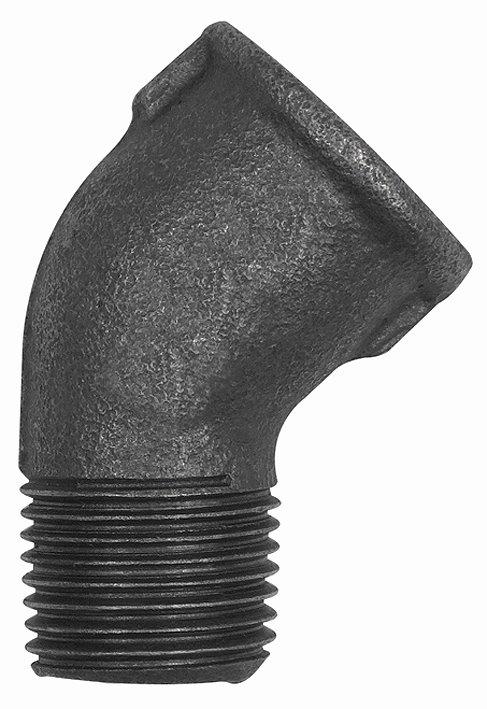 Winkel 121, 45°, Rp 2 i., R 2 a., Temperguss schwarz - erhältlich bei ❣ HUG Technik ✓