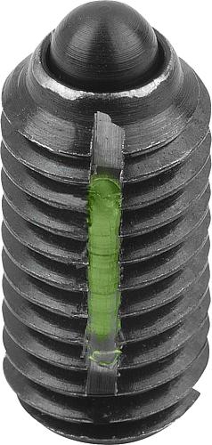 Produktbild Federndes Druckstück Standard Federkraft M04 L=9 Stahl, LONG-LOK, Komp: Bolzen aus Stahl - K0323.04 - bei HUG Technik ✭