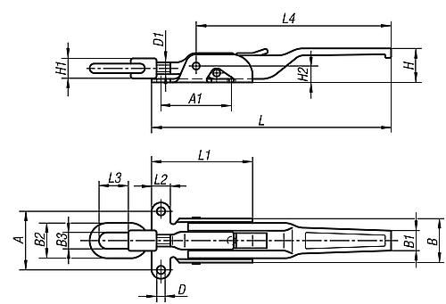 Spannverschluss schwere Ausführung 204x30, Form: A Stahl - K0052.1702041 - bei HUG Technik ✓