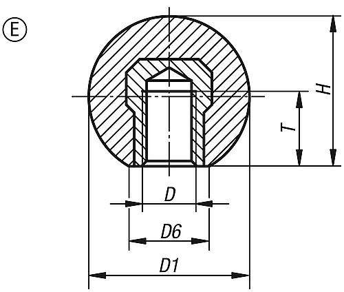 Kugelknopf M05 D1=20, Form: E Thermoplast, Komp: Stahl - K0158.22005 - direkt bei HUG Technik ✓