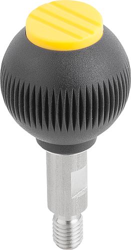 Griffkugel drehbar Gr.1 M06 Thermoplast, schwarz RAL7021, Komp: Edelstahl, Komp: gelb RAL1021, D=25 - K0254.01067 - gibt’s bei HUG Technik ✓