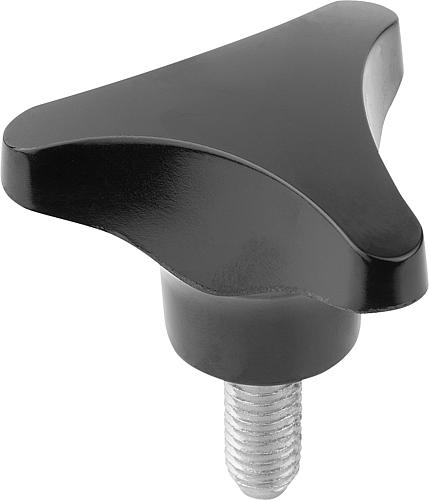 Dreisterngriff Außengewinde M08x20 Duroplast, Komp: Stahl, D=50 - K0183.15008X20 - bei HUG Technik ✓