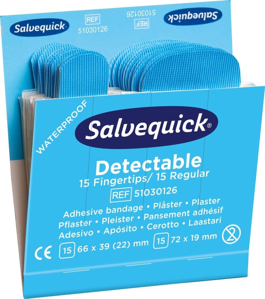 Salvequick® Nachfüllpackung, 6 x 30 Pflaster, detektierbar, Fingerspitzen und normal - bekommst Du bei ★ HUG Technik ✓