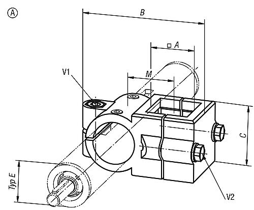 Rohrverbinder Kreuzstück Aluminium, Komp:Stahl, A=30, Typ=30 - K0497.3030 - bei HUG Technik ☆