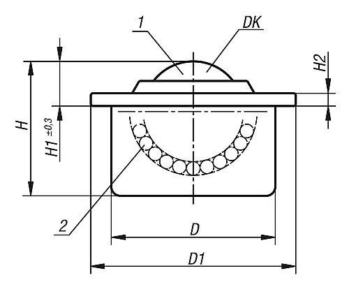 Kugelrolle Gehäuse, Form:B Stahl, Komp:Stahl, D=24 ±0,065 - K0760.115 - gibt’s bei HUG Technik ✓