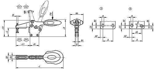 Schnellspanner horizontal Stahl, mit Sicherheitsverriegelung, Komp: blau, M=M06x35 - K0661.006101 - bei HUG Technik ✭