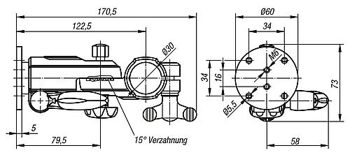 Monitorhalterung mit Drehflansch, Thermoplast, Komp:Aluminium - K1510.3001 - gibt’s bei HUG Technik ✓