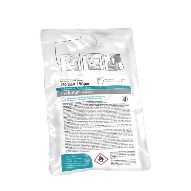 Flächendesinfektion INCLUDAL® WIPES REFILL, Nachfüllpack mit 120 Tüchern - direkt bei HUG Technik ✓