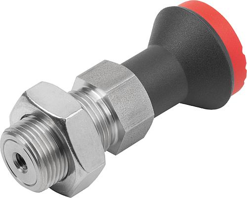 Betätigungsgriff ohne Rastnut, mit Pilzknopf, Gr.4, D1=M20x1,5, L=73, Form: B mit Kontermutter, Edelstahl - K1502.124206 - direkt von HUG Technik ✓