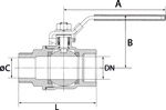 Edelstahlkugelhahn, 2-teilig, IG/AG, G 1 1/2, DN 38 - direkt bei HUG Technik ✓