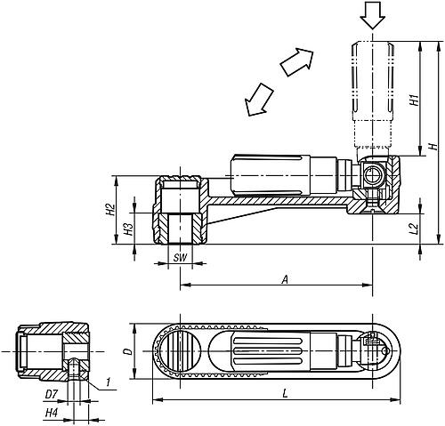 Handkurbel Innenvierkant Gr.1 A=80 L=84 Thermoplast, sicherheit, Komp:Thermoplast - K0268.2108 - gibt’s bei ☆ HUG Technik ✓