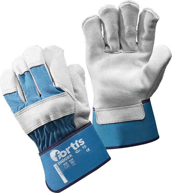 FORTIS Handschuh Digger, Rindspaltleder, blau-weiss - direkt bei HUG Technik ✓