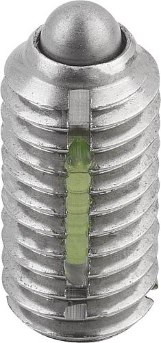 Produktbild Federndes Druckstück Standard Federkraft M04 L=9 Edelstahl, LONG-LOK, Komp: Bolzen aus Edelstahl - K0324.04 - bei HUG Technik ✓