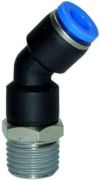 Steckverschraubung 45° drehbar, R 1/2 AG, Schlauch-ø 10, »Blaue Serie« - erhältlich bei ♡ HUG Technik ✓
