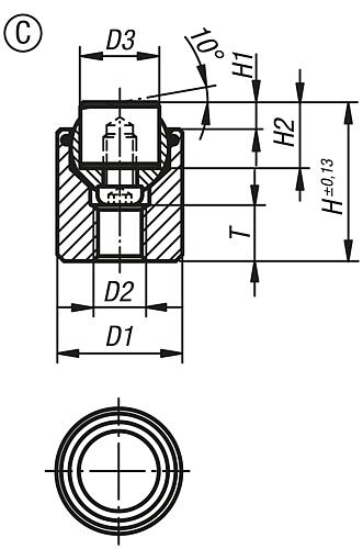 Pendelauflage mit O-Ring M06 D1=17, Form:C Vergütungsstahl, auswechselbare Einsätze, Komp:Vergütungsstahl - K0285.117X022 - bei HUG Technik ✭