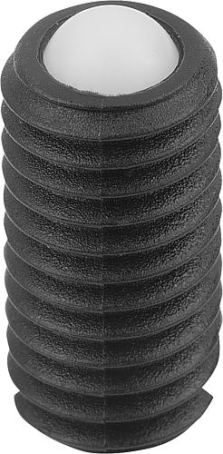 Produktbild Federndes Druckstück Standard Federkraft M06 L=14 Kunststoff, Komp: Kugel aus POM - K0311.06 - direkt von HUG Technik ✓