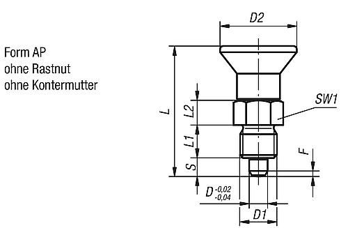 Arretierbolzen kurze Ausführung mit Gewindesicherung Gr.0 M08X1, D=4, Form: AP ohne Rastnut ohne Kontermutter - K1097.195004 - kommt direkt von HUG Technik 😊