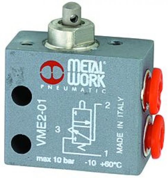 3/2-Wege-Miniaturventil, mechanisch, Stößel, NC, 4 mm seitlich - erhältlich bei ✭ HUG Technik ✓