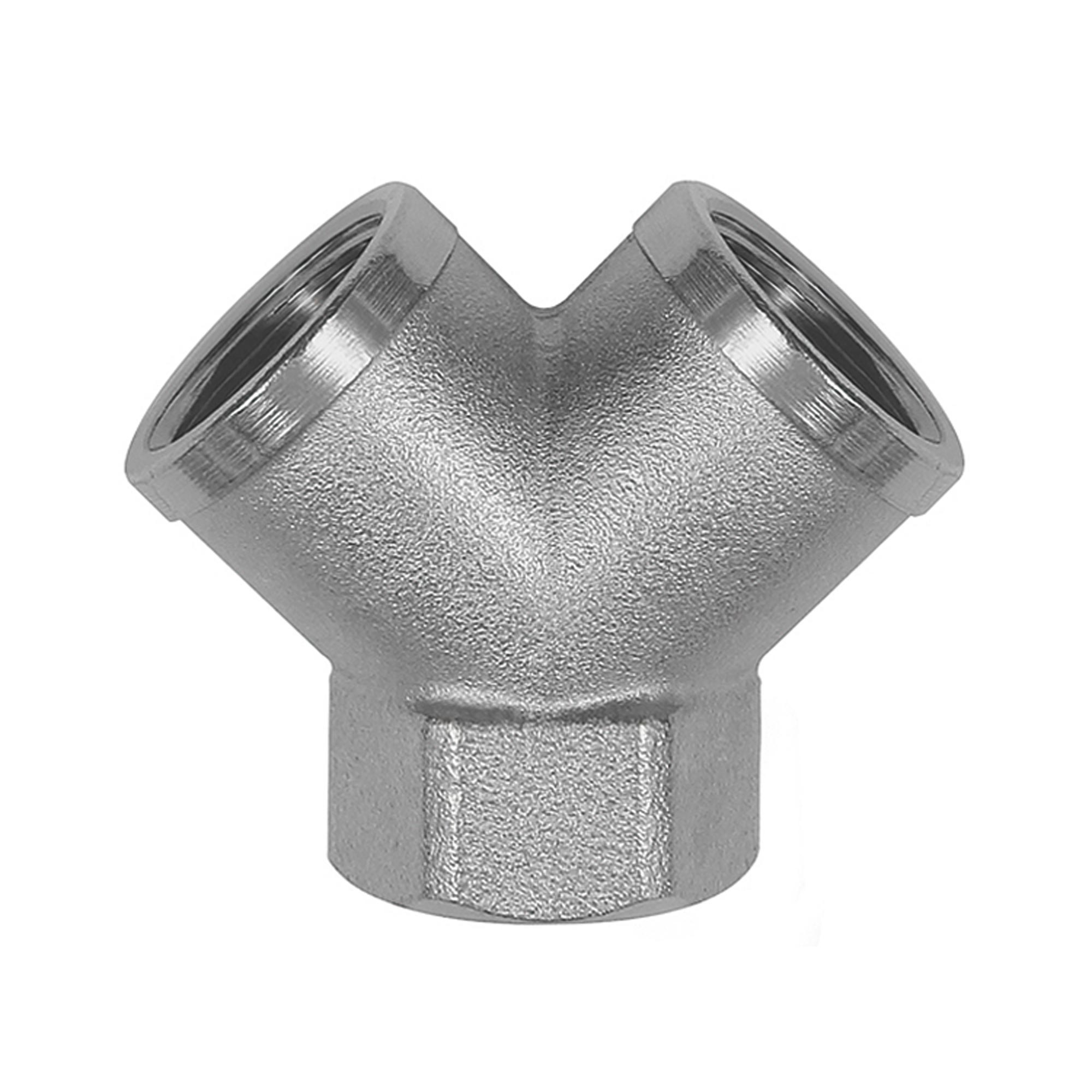 Verteiler, 2fach, G 3/8 IG, Abgänge 2 x G 3/8 IG, Messing vernickelt - bei HUG Technik ✓ ✌