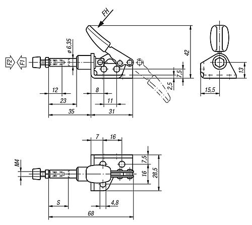 Schubstangenspanner Edelstahl, Komp:Kunststoff - K0083.0050N - bekommst Du bei HUG Technik ♡