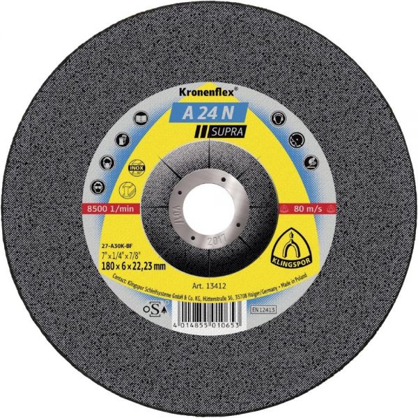 KLINGSPOR Schruppscheibe A24N Supra 115x6 mm gekröpft - bei HUG Technik ♡ KLINGSPOR Schruppscheibe A24N Supra 115x6 mm gekröpft - bei HUG Technik ♡