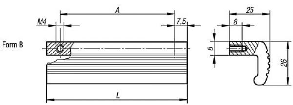 Profilgriff, Form: B Aluminium, schwarz eloxiert - K0232.21202 - bei HUG Technik ☆