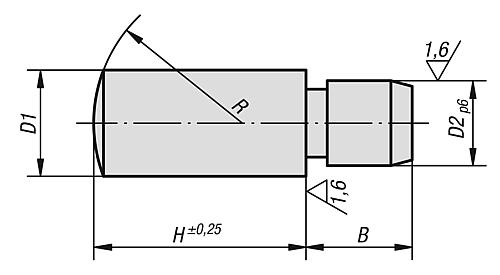 Zeichnung Auflagebolzen D1=10 H=16 Einsatzstahl - K0305.10x16 - bekommst Du bei ★ HUG Technik ✓
