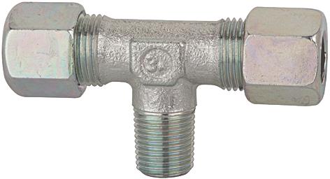 T-Einschraubverschraubung, R 1/2 a., Rohr-Außen-Ø 15, Stahl verzinkt - erhältlich bei ❣ HUG Technik ✓