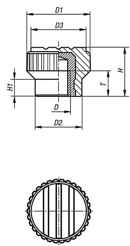 Rändelknopf Innengewinde Gr.0 M03 Thermoplast, Komp: Edelstahl - K0110.0003 - gibt’s bei HUG Technik ✓