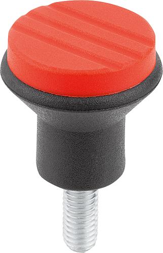 Pilzknopf Gr.1 M04x10 D1=21, Komp: Stahl, Komp: rot RAL3020 - K0251.046X10 - direkt von HUG Technik ✓