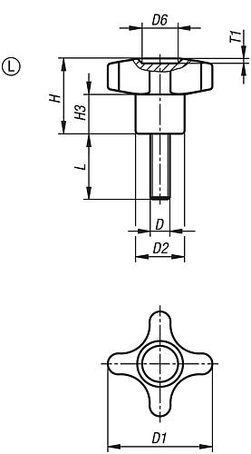 Kreuzgriff M05x16, Form: L - K1089.43205X16 - bei HUG Technik ✭