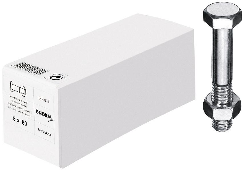 E-NORMpro Sechskantschraube M6x10 DIN 601, galvanisch verzinkt, Packung mit 200 Stück - bei HUG Technik ✭