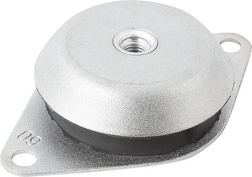 Maschinenfuß D=106, Form: A Stahl, Komp: elast. Naturkautschuk - K0687.106060 - bei HUG Technik ♡