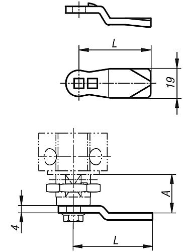 Zunge für Drehriegel Edelstahl L-Griff, Edelstahl 1.4301 blank - K1340 - bei HUG Technik ♡