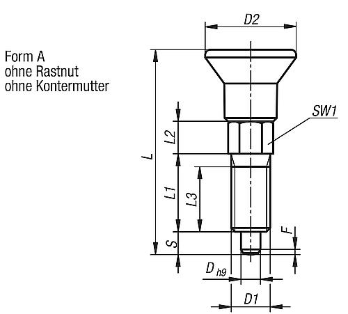 Arretierbolzen Gr.0 M06, Form: A Edelstahl, D=4 - K0747.11004060 - bei HUG Technik ♡