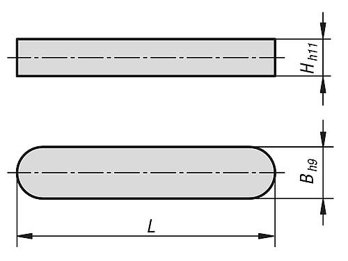 Passfeder DIN6885 L=10 B=3, Form:A Stahl - K0696.03X10 - bekommst Du bei HUG Technik ♡