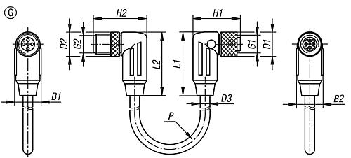 Steckverbinder mit Schraubanschluss geschirmt, Form:G, G2=M12X1, D1=14,5, D2=14,5, P=1000, N=5X0,34 Mm² - K1482.1221245X1000 - erhältlich bei ✭ HUG Technik ✓