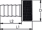 1/3 Schlauchverschraubung, G 1 x 13 mm, flachdichtend, mit Bund, CH Ausführung, Messing blank - erhältlich bei ✭ HUG Technik ✓