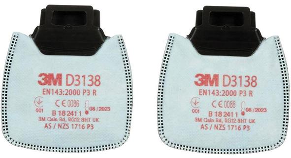 3M™ Secure Click™ Partikelfilter D3138, P3 R mit Aktivkohle - direkt von HUG Technik ✓